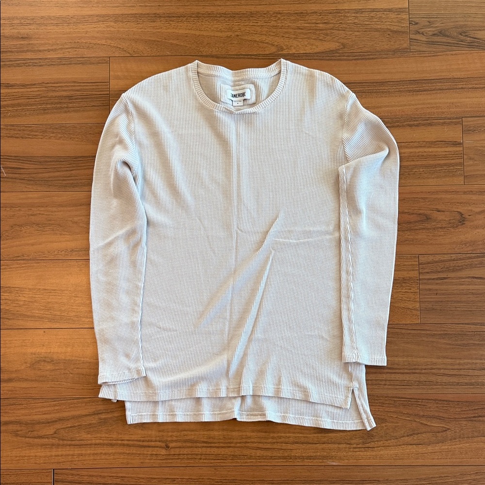 White/Cream Long Sleeve Waffle Knit Top